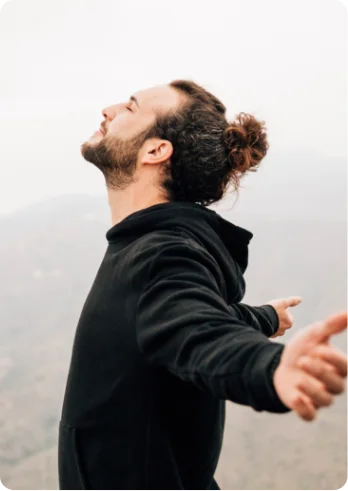 Michael breathing in the mountains