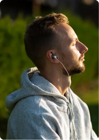 Tobias listening outdoors